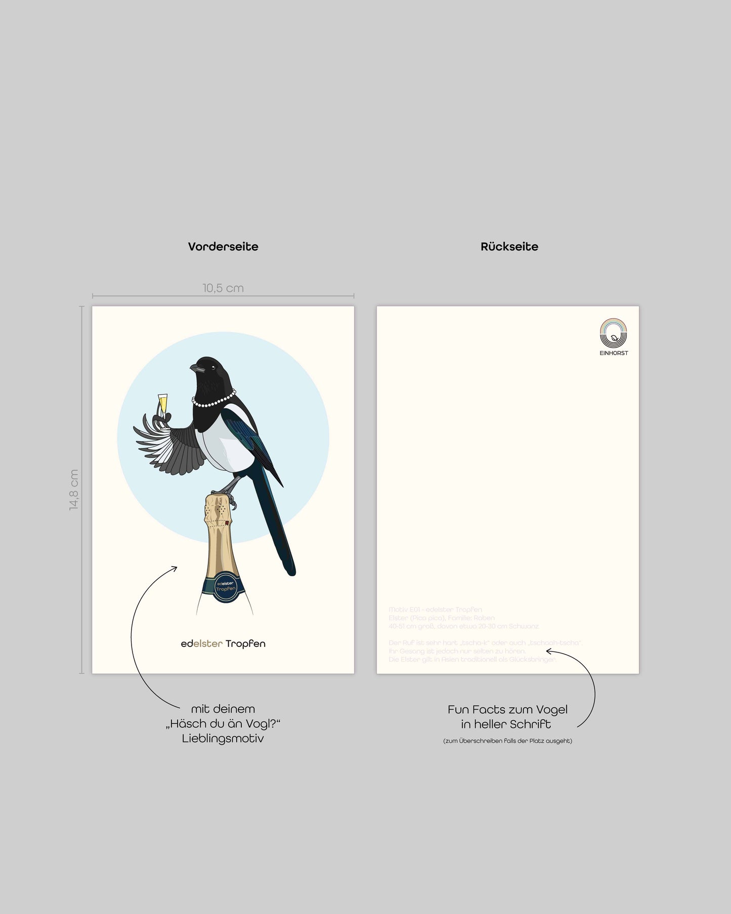 Grußkarte mit Motiv "edelster Tropfen" und Umschlag