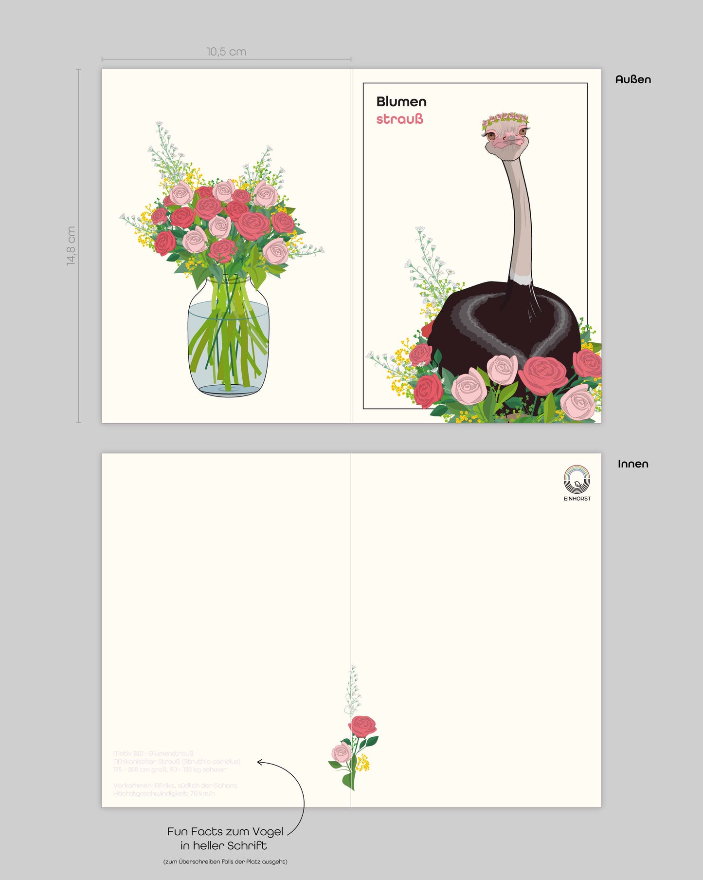 Klappkarte mit Motiv "Blumenstrauß" und Umschlag