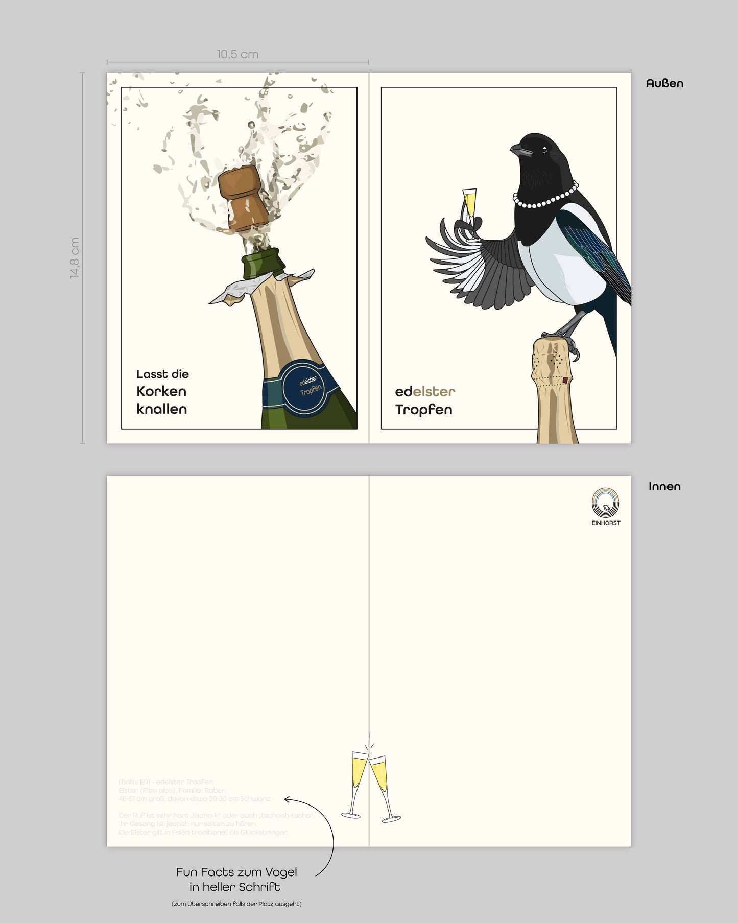 Klappkarte mit Motiv "edelster Tropfen" und Umschlag