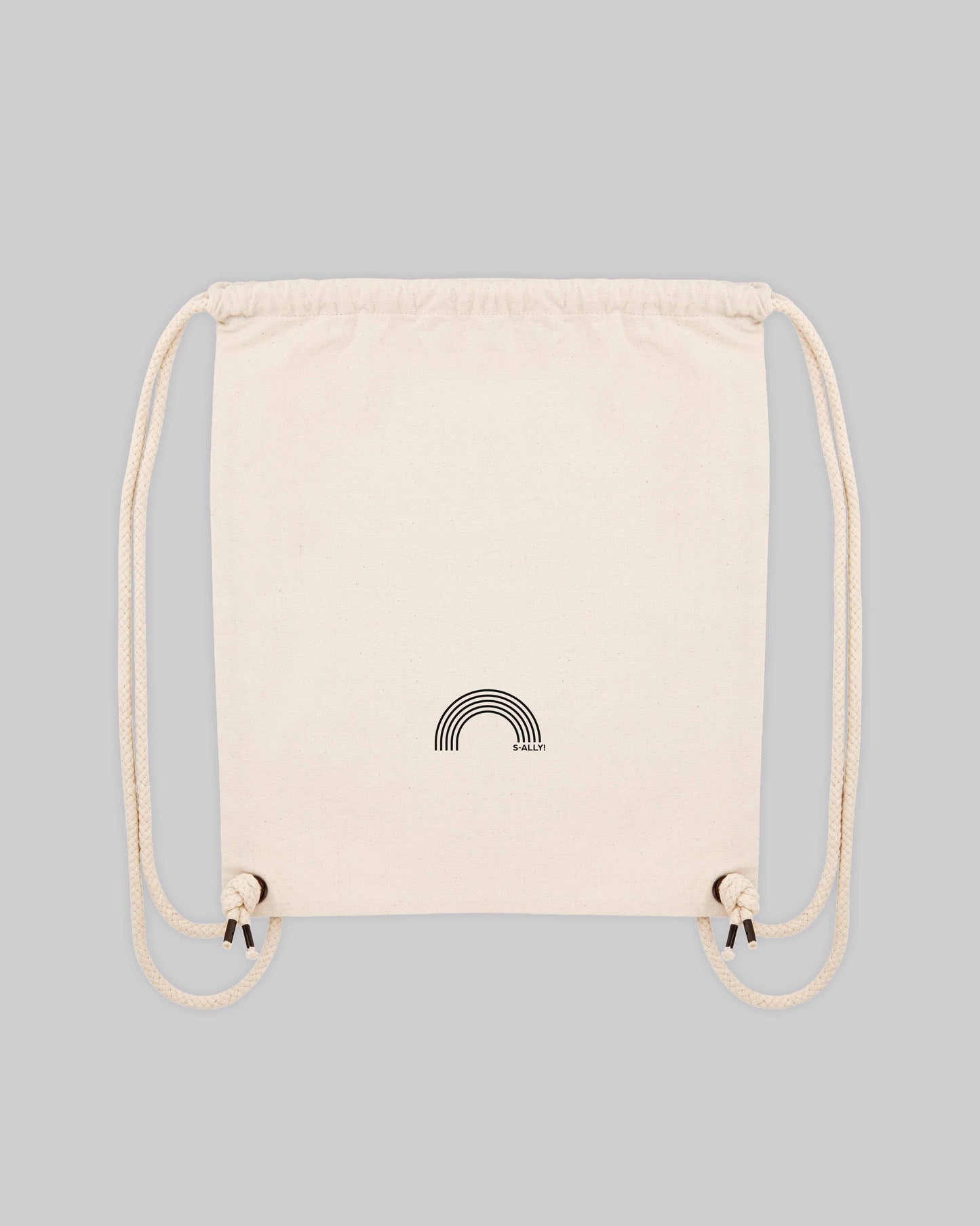 EINHORST® Sportbeutel in "Neutral" mit dem Motiv "s-ally Regenbogen" in der Kombination schwarzer Regenbogen mit schwarzer Schrift, Bild von hinten