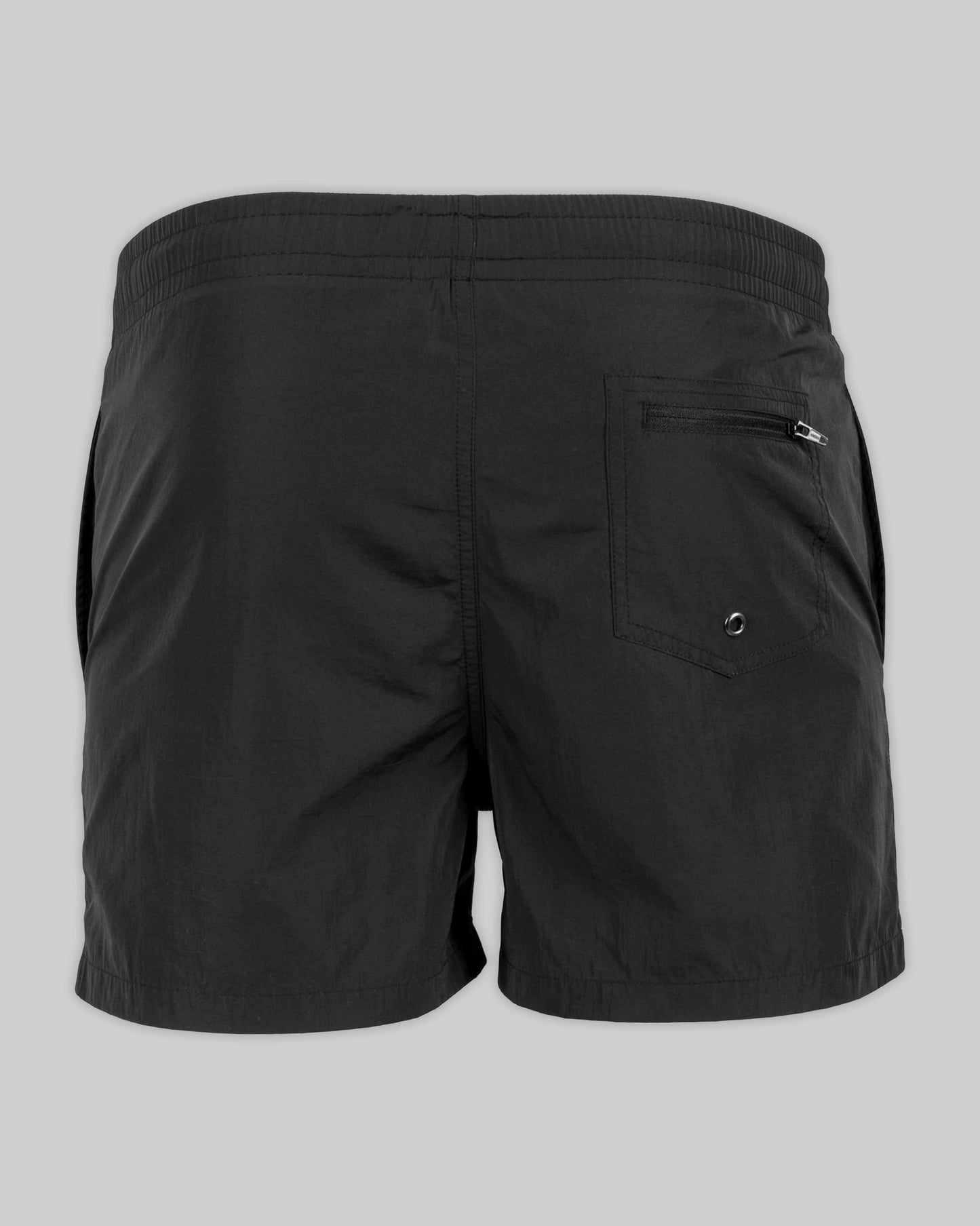 EINHORST® Schwimm- & Sportshorts mit dem Motiv "pride-Regenbogen" in der Farbe "Black", Bild von hinten