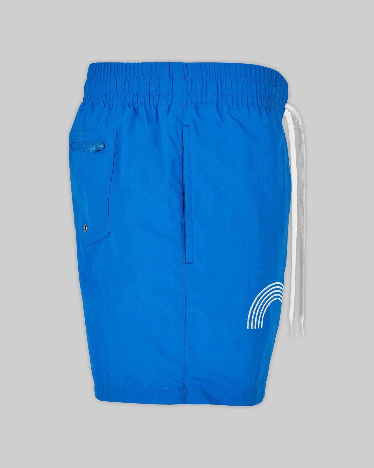 EINHORST® Schwimm- & Sportshorts mit dem Motiv "pride-Regenbogen" in der Farbe "Cobald Blue", Bild von der Seite