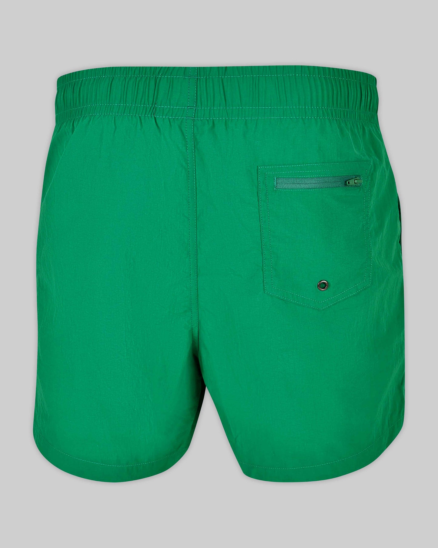 EINHORST® Schwimm- & Sportshorts mit dem Motiv "pride-Regenbogen" in der Farbe "Forestgreen", Bild von hinten