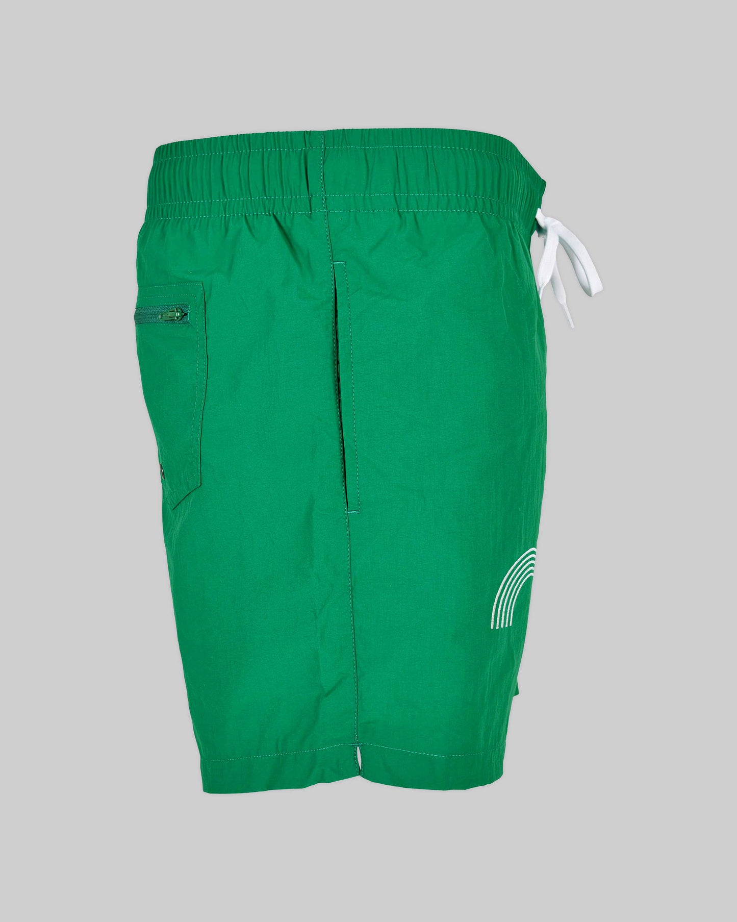 EINHORST® Schwimm- & Sportshorts mit dem Motiv "pride-Regenbogen" in der Farbe "Forestgreen", Bild von der Seite