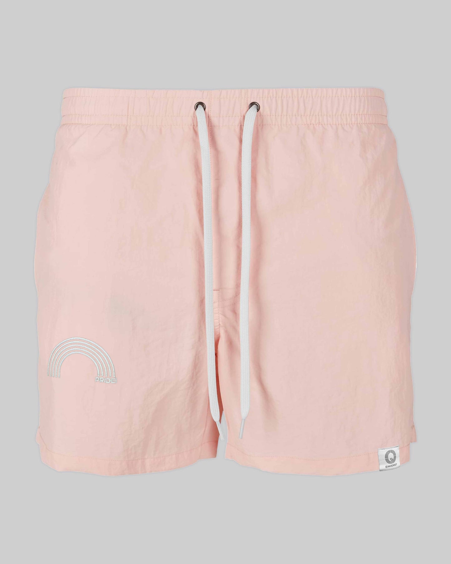 EINHORST® Schwimm- & Sportshorts mit dem Motiv "pride-Regenbogen" in der Farbe "Pink", Bild von vorne