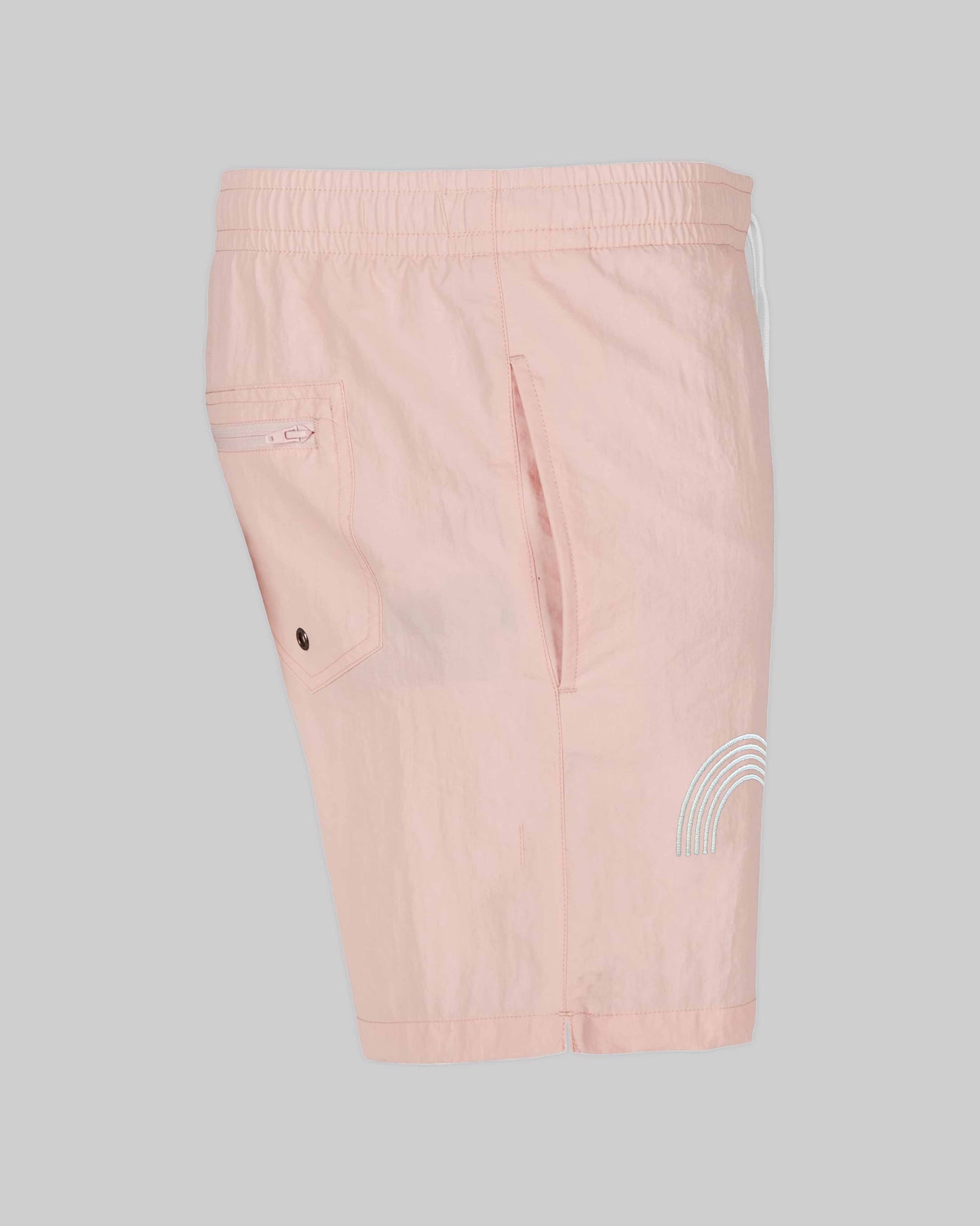 EINHORST® Schwimm- & Sportshorts mit dem Motiv "pride-Regenbogen" in der Farbe "Pink", Bild von der Seite