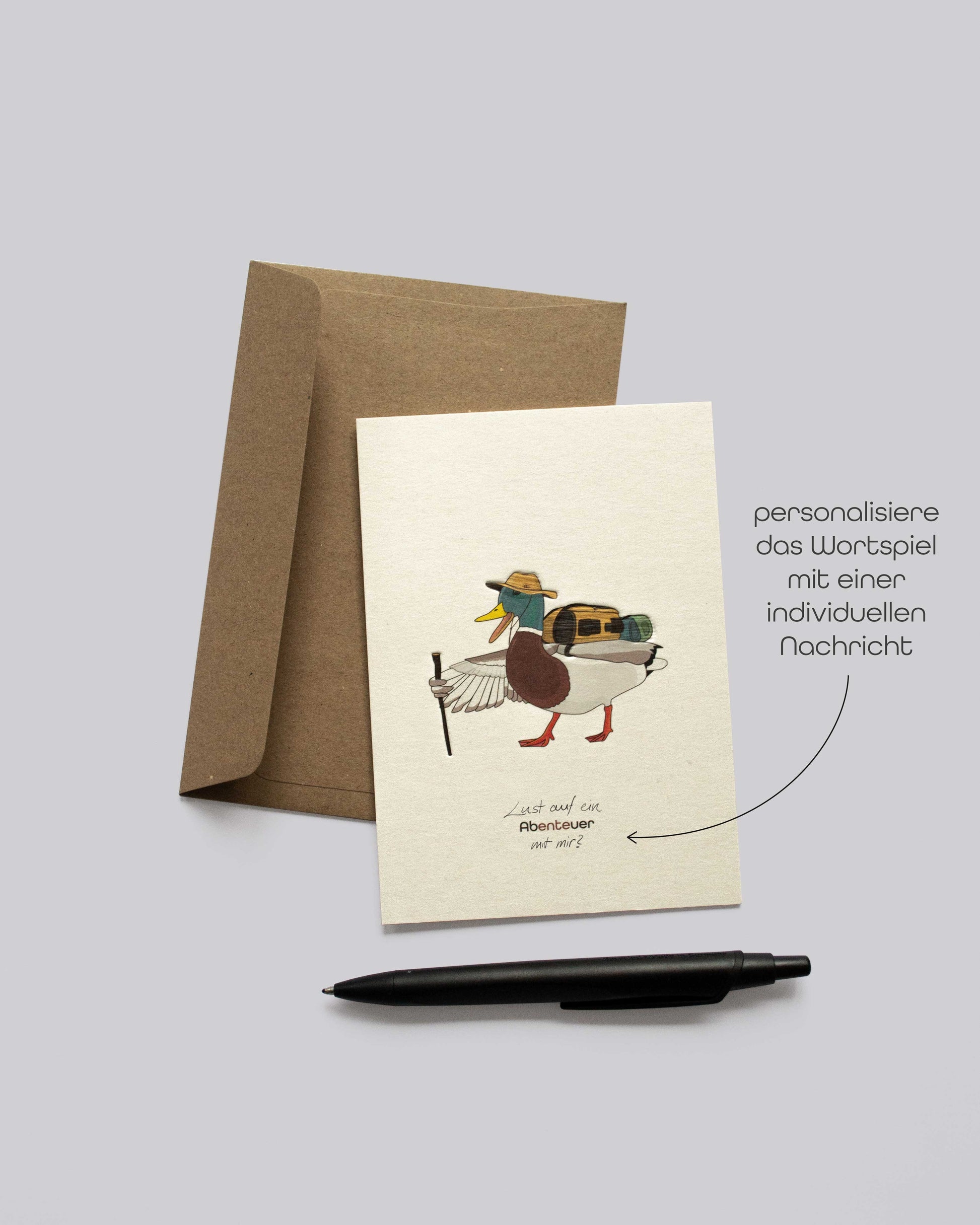 EINHORST® Grußkarte mit Motiv "Abenteuer" und Umschlag, Karte von vorne mit personalisierter Nachricht