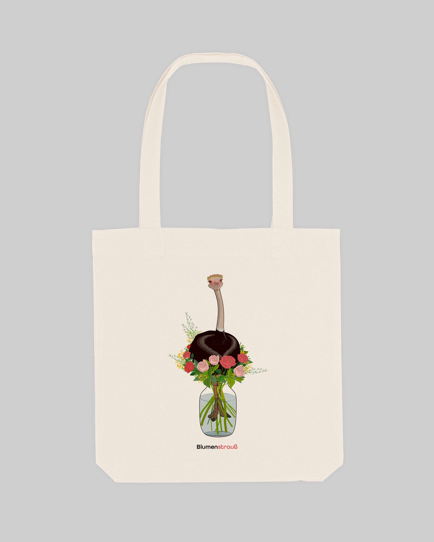 EINHORST® Stofftasche in der Farbe "Natural" mit dem Motiv "Blumenstrauß", Bild von Stofftasche von vorne