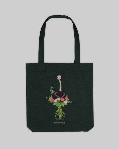EINHORST® Stofftasche in Schwarz mit dem Motiv "Blumenstrauß", Bild von Stofftasche von vorne
