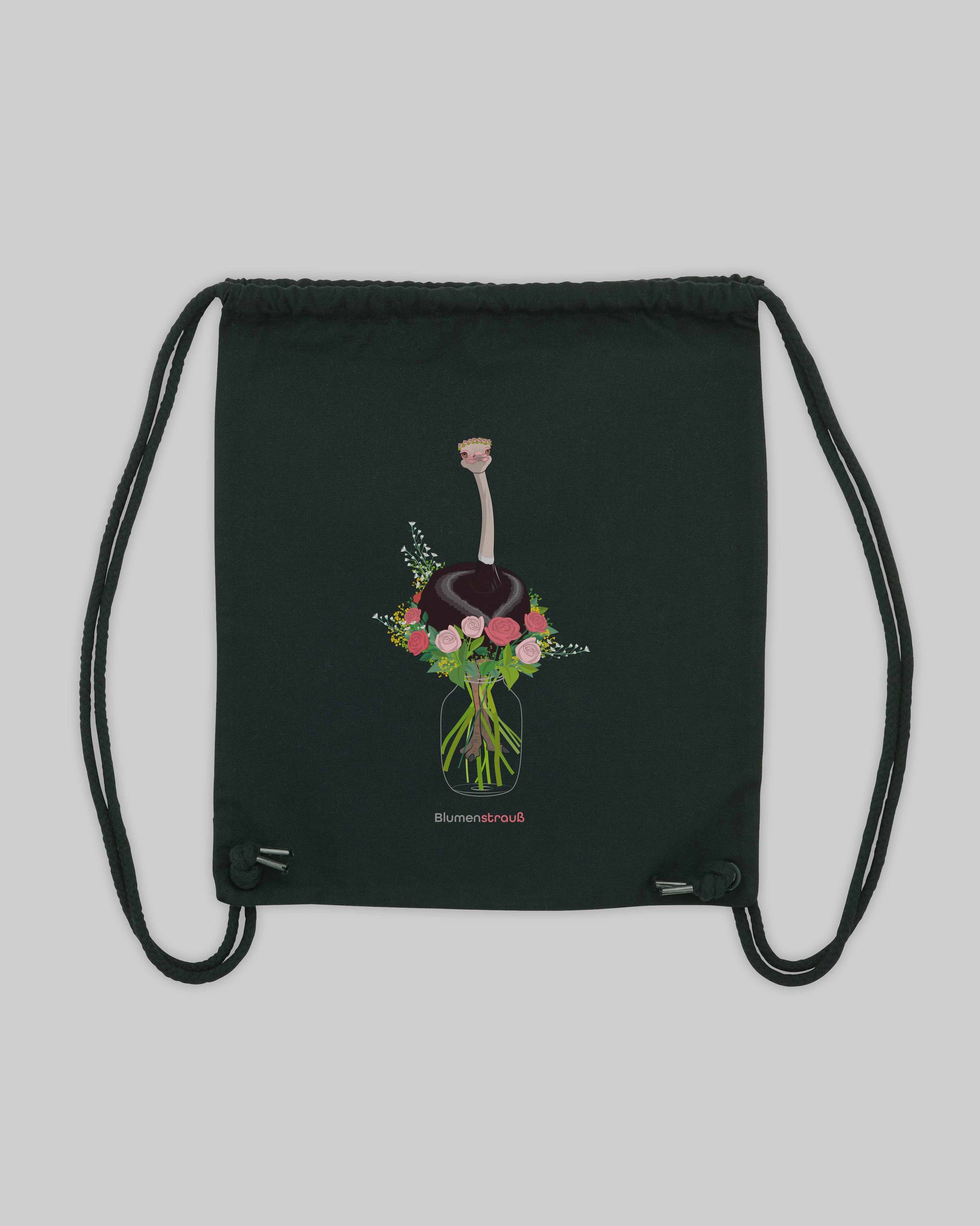 EINHORST® Sportbeutel in Schwarz mit dem Motiv "Blumenstrauß", Bild von Sportbeutel von hinten