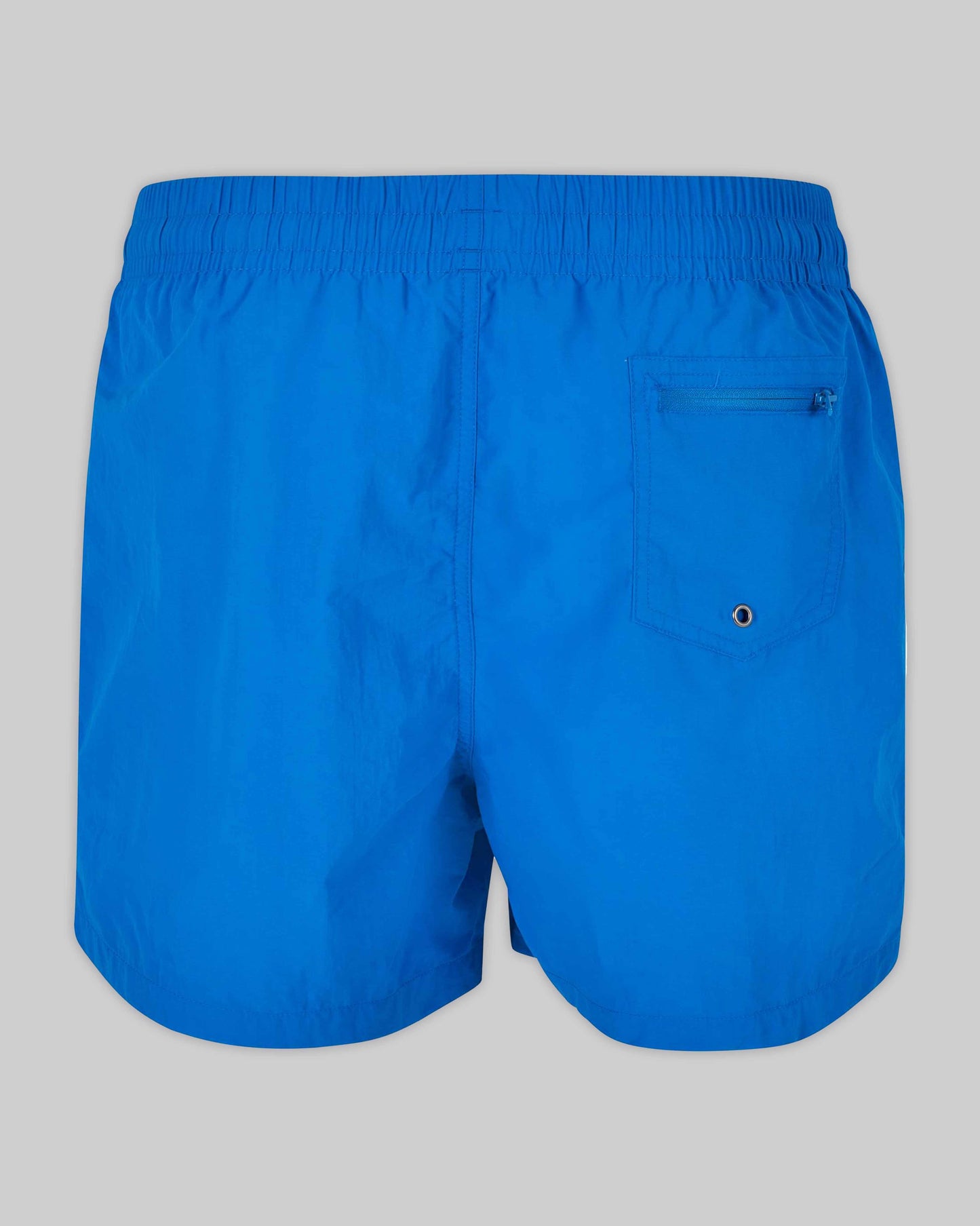 EINHORST® Schwimm- & Sportshorts mit dem Motiv "pride-Regenbogen" in der Farbe "Cobald Blue", Bild von hinten