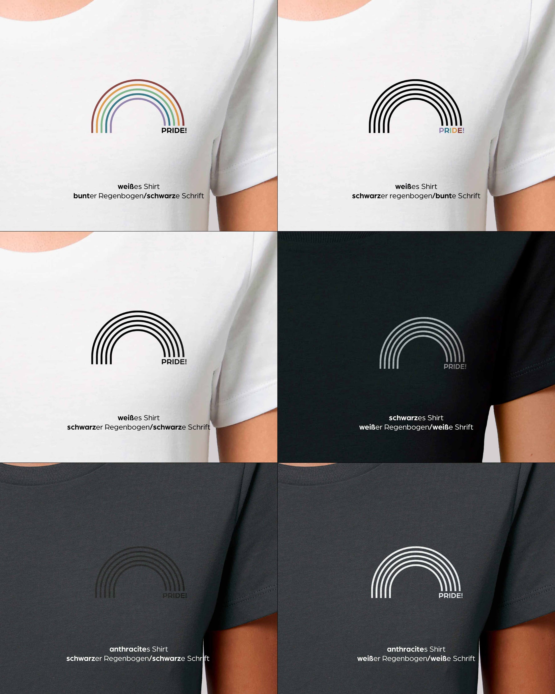 EINHORST® Organic Shirt tailliert mit dem Motiv "pride Regenbogen", Farb- Stilkombinationen